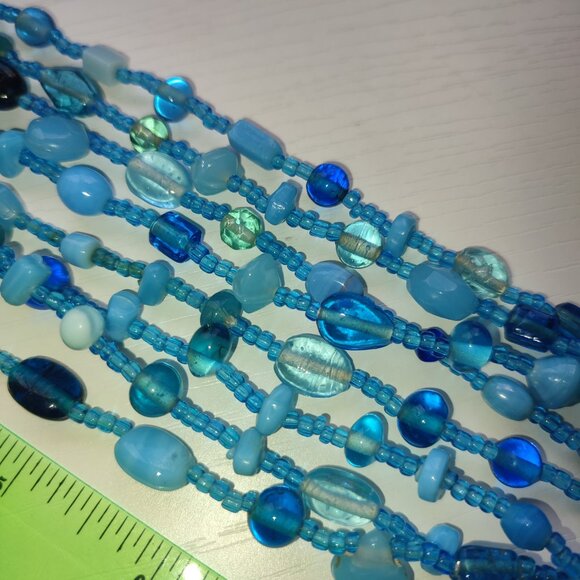 Ultra Long Necklace Wear in 2 3 4 5 Strands Adjustable Length Blue Stones - Picture 10 of 10